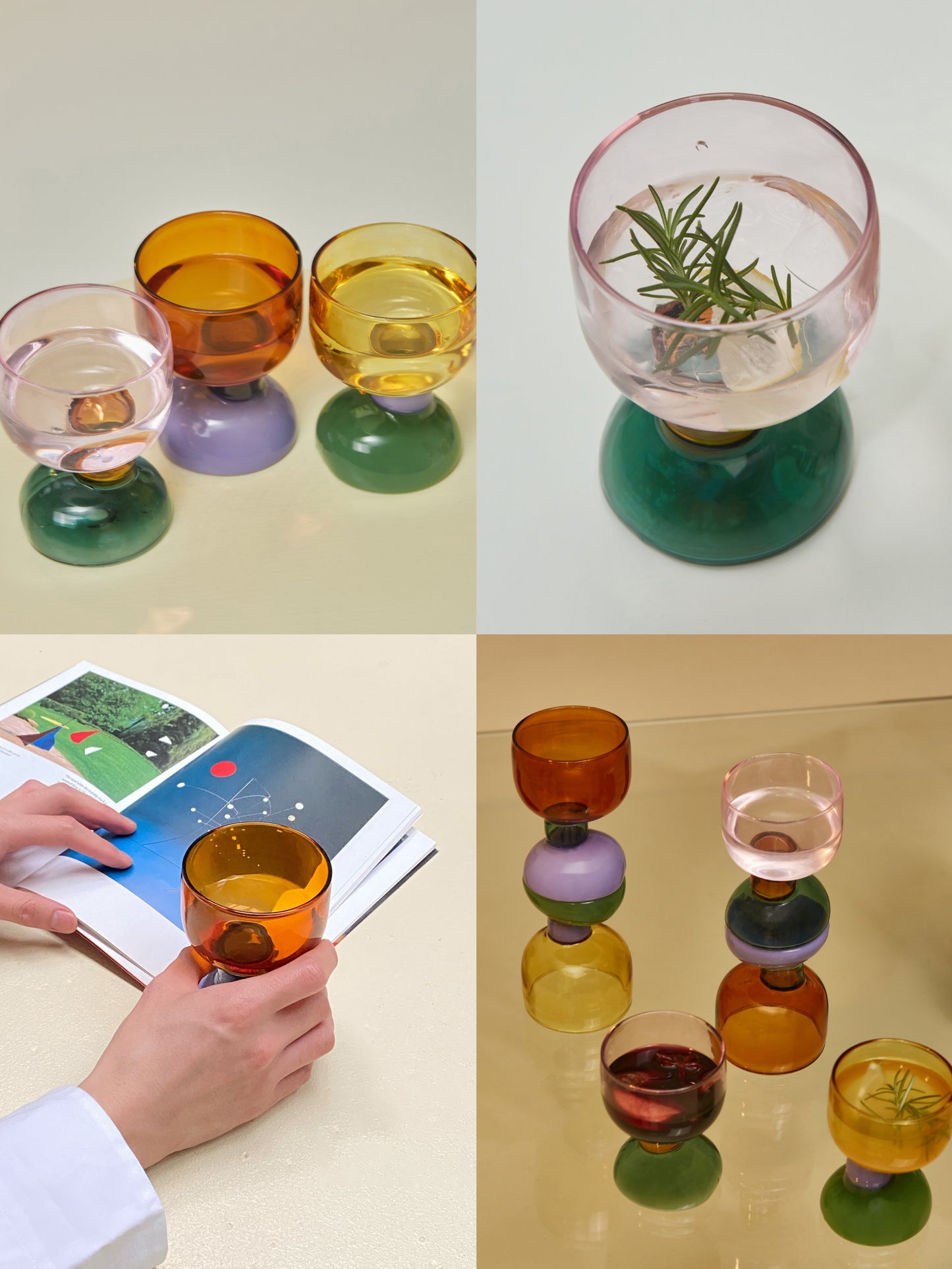 Colored Glass Cocktail Cups